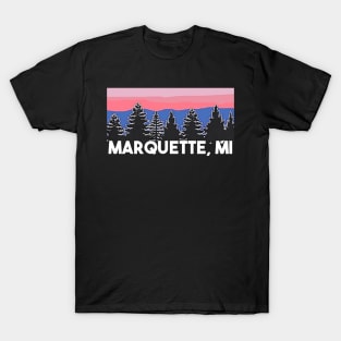 Yooper Life Marquette MI Blush Sunset Pine Tree Sunset T-Shirt T-Shirt